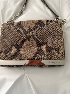 Michael Kors Gray Snake-Print Shoulder bag.  Like new